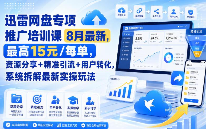 迅雷网盘专项推广培训课9月最新,最高15米/每单,资源分享+精准引流+用户转化,系统拆解最新实操玩法(更新0915) - 小红泡 迅雷网盘专项推广培训课9月最新,最高15米/每单,资源分享+精准引流+用户转化,系统拆解最新实操玩法(更新0915)