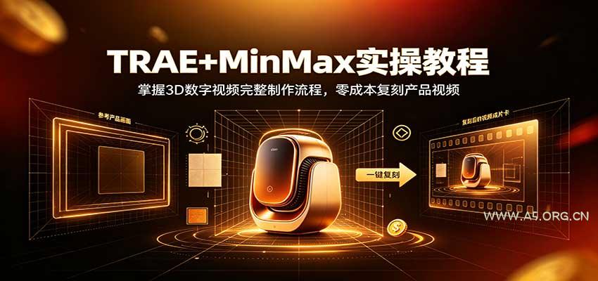 TRAE+MinMax实操教程：3D数字视频完整制作流程，零成本复刻产品视频 - 小红泡