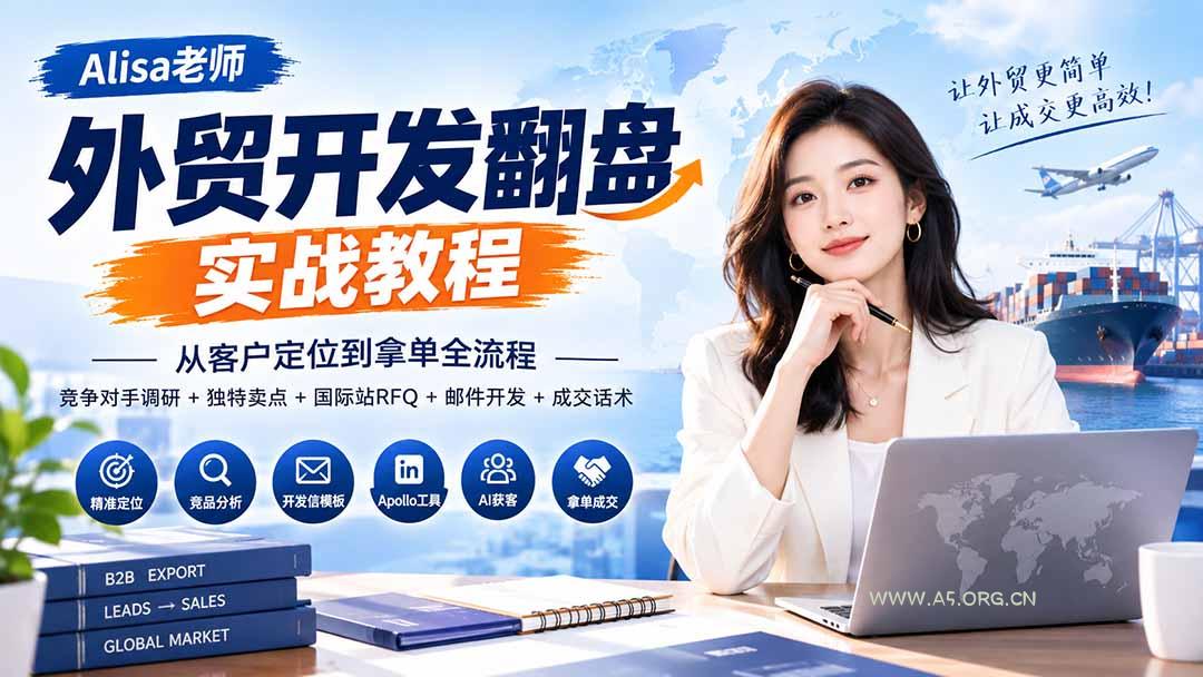 外贸开发翻盘实战教程｜从客户定位到拿单全流程+竞争对手调研+独特卖点+国际站RFQ+邮件开发+成交话术 - 小红泡