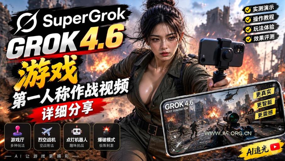 Grok 4.6也能做游戏?第一人称作战视频实测|玩法详细讲解 - 小红泡 Grok 4.6也能做游戏?第一人称作战视频实测|玩法详细讲解