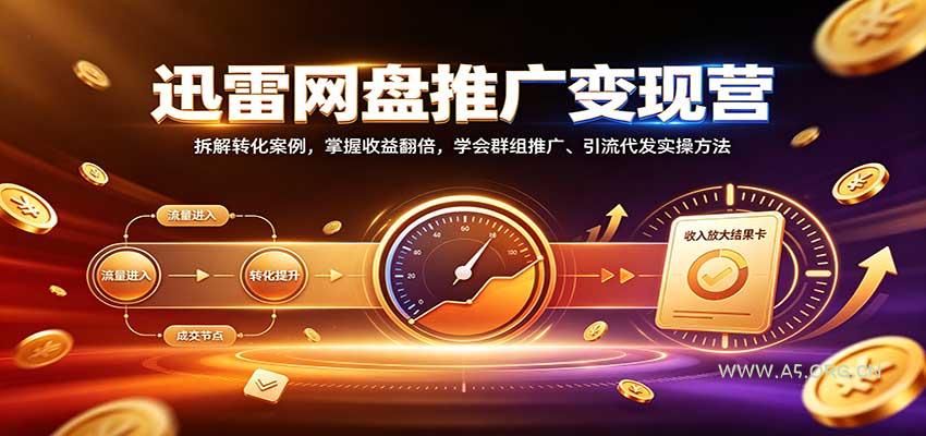 迅雷网盘推广变现营：拆解转化案例，掌握收益翻倍，学会群组推广、引流代发实操方法 - 小红泡