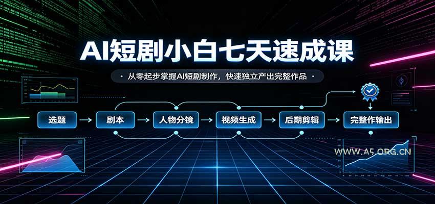 AI短剧小白七天速成课：从零起步掌握AI短剧制作，快速独立产出完整作品 - 小红泡