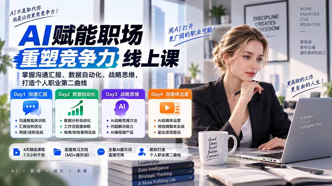 AI职场提效与第二曲线实战课-无水印:学习沟通汇报、数据工作流和战略思维,掌握AI编程做产品及自媒体运营方法 - 小红泡 AI职场提效与第二曲线实战课-无水印:学习沟通汇报、数据工作流和战略思维,掌握AI编程做产品及自媒体运营方法 - 小红泡