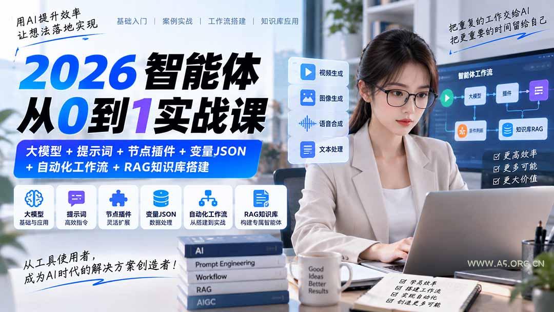 2026智能体从0到1实战课|大模型+提示词+节点插件+变量JSON+自动化工作流+RAG知识库搭建 - 小红泡 2026智能体从0到1实战课|大模型+提示词+节点插件+变量JSON+自动化工作流+RAG知识库搭建 - 小红泡