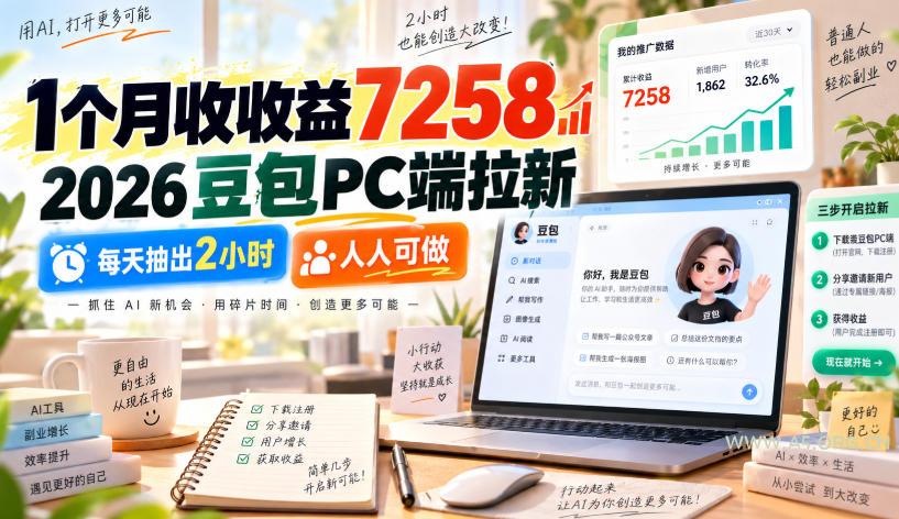 1个月收收益7258,2026豆包PC端拉新,每天抽出2小时,人人可做 - 小红泡 1个月收收益7258,2026豆包PC端拉新,每天抽出2小时,人人可做