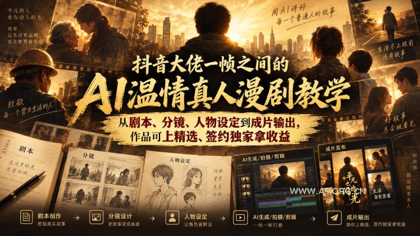 抖音大佬一帧之间的AI温情真人漫剧教学,从剧本、分镜、人物设定到成片输出,作品可上精选、签约独家拿收益 - 小红泡 抖音大佬一帧之间的AI温情真人漫剧教学,从剧本、分镜、人物设定到成片输出,作品可上精选、签约独家拿收益