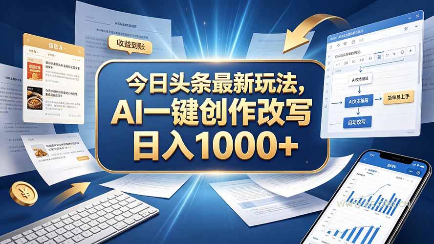 今日头条最新玩法,AI 一键创作改写,简单易上手,轻松日入 1000 + - 小红泡 今日头条最新玩法,AI 一键创作改写,简单易上手,轻松日入 1000 + - 小红泡