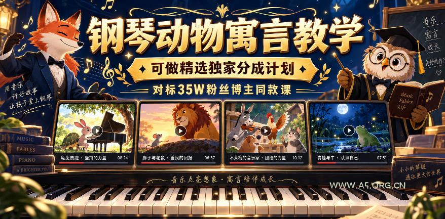 钢琴动物寓言教学,可做精选独家分成计划,对标35W粉丝博主同款课 - 小红泡 钢琴动物寓言教学,可做精选独家分成计划,对标35W粉丝博主同款课