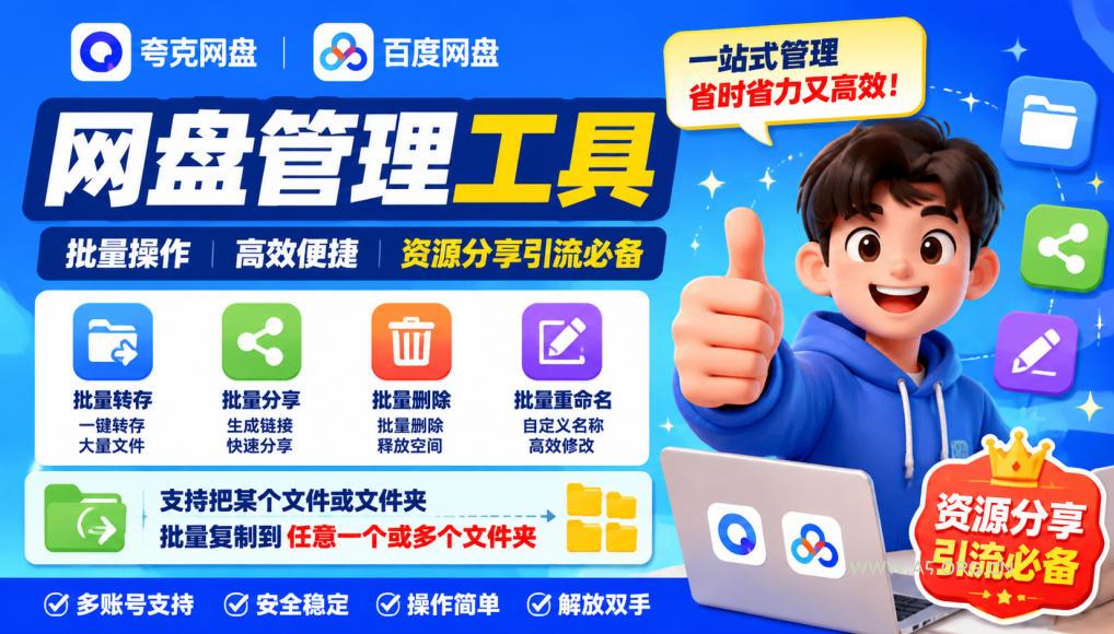 夸克网盘批量文件重命名,批量转存、批量分享、批量复制,内置AI功能 - 小红泡 夸克网盘批量文件重命名,批量转存、批量分享、批量复制,内置AI功能