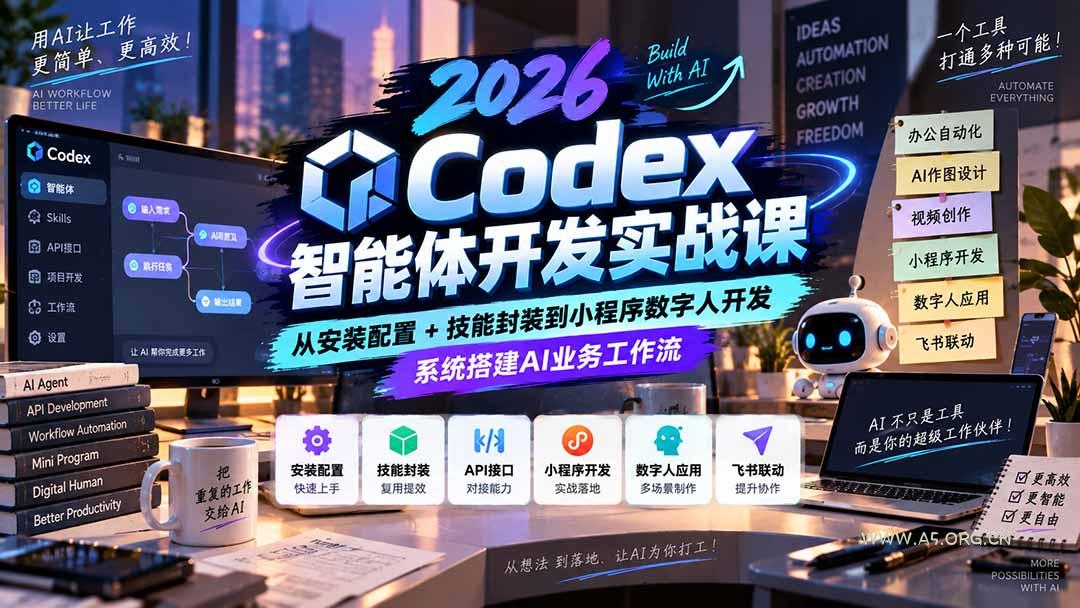 2026Codex智能体开发实战课：从安装配置+技能封装到小程序数字人开发，系统搭建AI业务工作流 - 小红泡