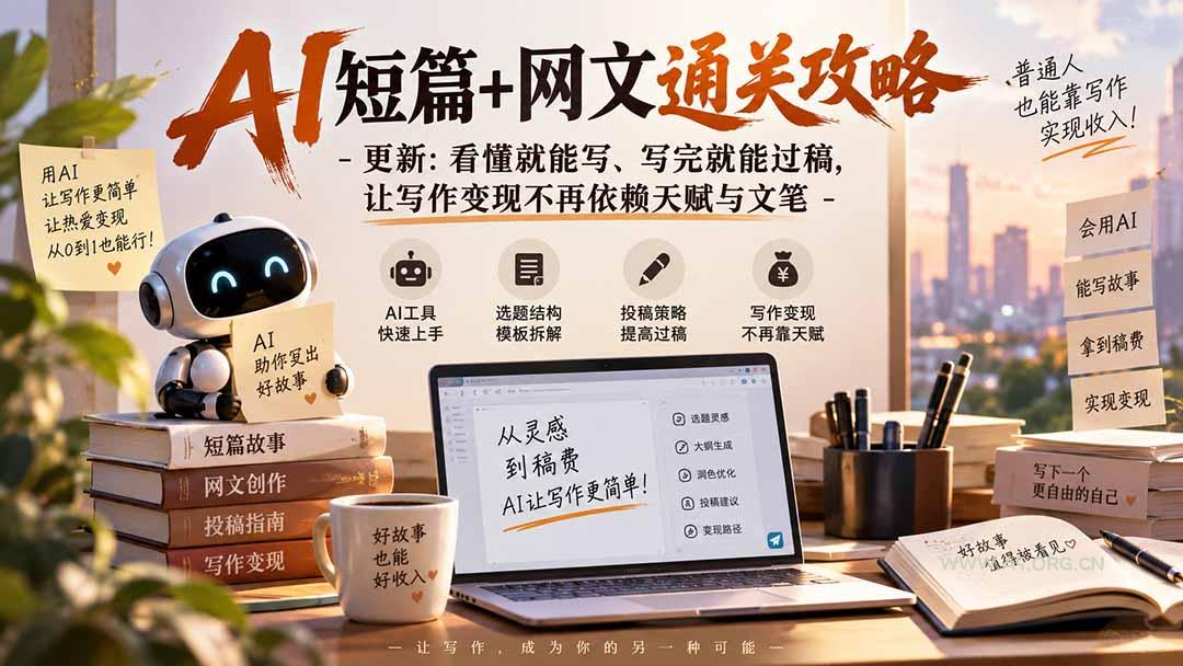 AI短篇+网文通关攻略-更新0921：看懂就能写、写完就能过稿，让写作变现不再依赖天赋与文笔 - 小红泡