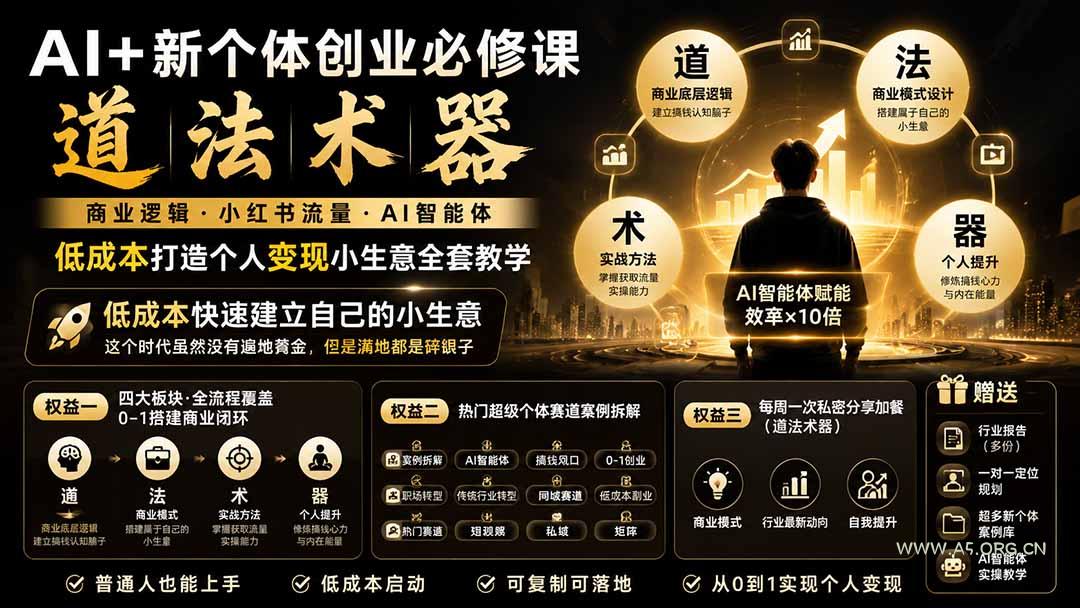 AI+新个体创业必修课-更新0922|道法术器|商业逻辑·小红书流量·AI智能体|低成本打造个人变现小生意全套教学 - 小红泡 AI+新个体创业必修课-更新0922|道法术器|商业逻辑·小红书流量·AI智能体|低成本打造个人变现小生意全套教学 - 小红泡