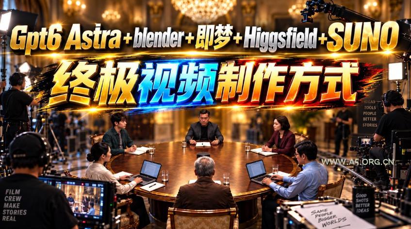GPT-6 Astra+Blender+即梦+Higgsfield+Suno=终极视频制作方式！