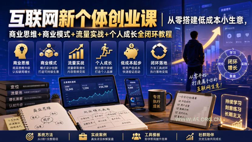 互联网新个体创业课|从零搭建低成本小生意,商业思维+商业模式+流量实战+个人成长全闭环教程(更新0922) - 小红泡 互联网新个体创业课|从零搭建低成本小生意,商业思维+商业模式+流量实战+个人成长全闭环教程(更新0922)
