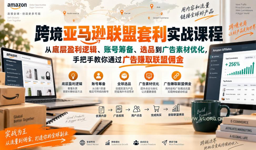跨境亚马逊联盟套利实战课程,从底层盈利逻辑、账号筹备、选品到广告素材优化,手把手教你通过广告賺取联盟佣金 - 小红泡 跨境亚马逊联盟套利实战课程,从底层盈利逻辑、账号筹备、选品到广告素材优化,手把手教你通过广告賺取联盟佣金
