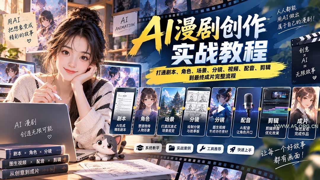 2026 AI漫剧创作实战教程:打通剧本、角色、场景、分镜、视频、配音、剪辑到最终成片完整流程 - 小红泡 2026 AI漫剧创作实战教程:打通剧本、角色、场景、分镜、视频、配音、剪辑到最终成片完整流程 - 小红泡