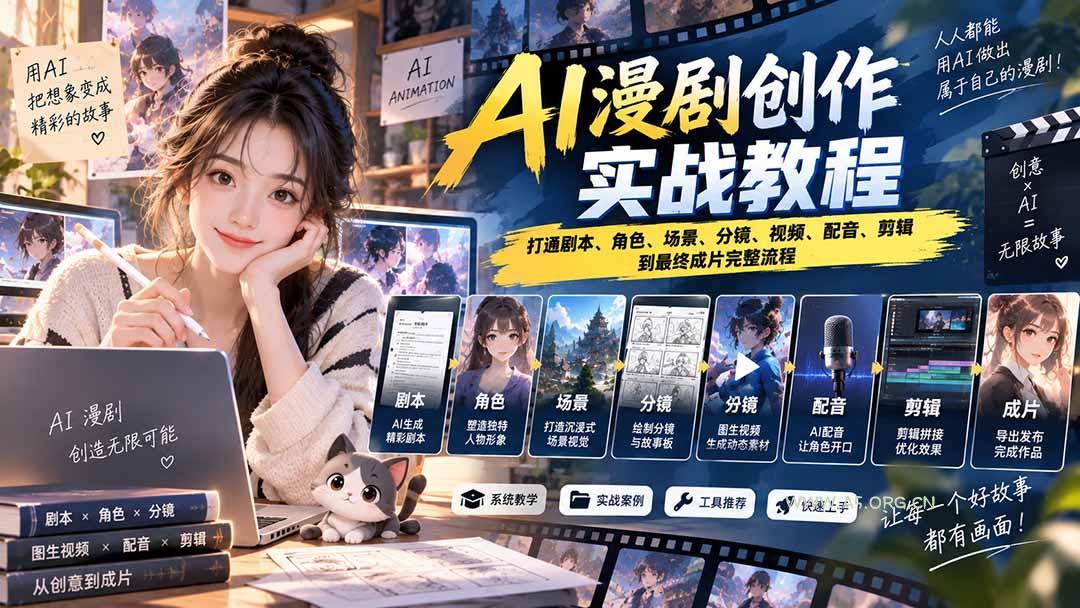 2026 AI漫剧创作实战教程：打通剧本、角色、场景、分镜、视频、配音、剪辑到最终成片完整流程 - 小红泡