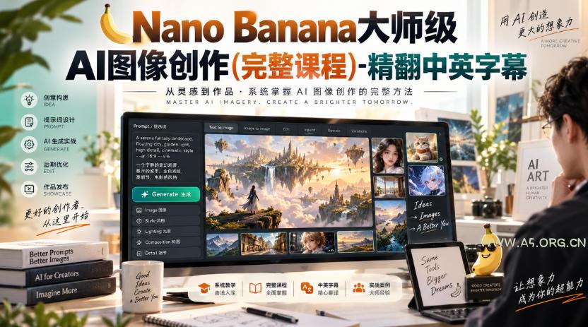【无水印】Nano Banana大师级AI图像创作(完整课程)-精翻中英字幕 - 小红泡 【无水印】Nano Banana大师级AI图像创作(完整课程)-精翻中英字幕
