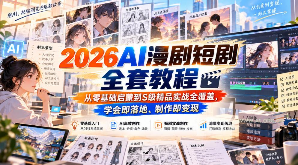 2026AI漫剧短剧全套教程,从零基础启蒙到S级精品实战全覆盖,学会即落地、制作即变现 - 小红泡 2026AI漫剧短剧全套教程,从零基础启蒙到S级精品实战全覆盖,学会即落地、制作即变现