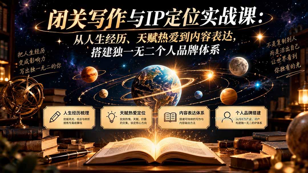 闭关写作与IP定位实战课：从人生经历、天赋热爱到内容表达，搭建独一无二个人品牌体系 - 小红泡