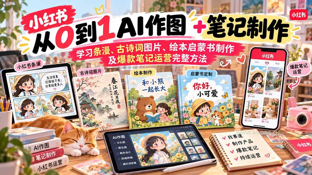 2026小红书AI内容创作从0到1:学习条漫、古诗词图片、绘本启蒙书制作及爆款笔记运营完整方法 - 小红泡 2026小红书AI内容创作从0到1:学习条漫、古诗词图片、绘本启蒙书制作及爆款笔记运营完整方法 - 小红泡