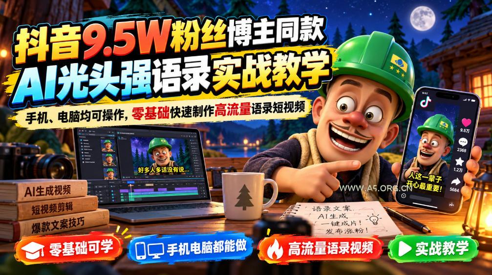 抖音9.5W粉丝博主同款AI光头强语录实战教学,手机、电脑均可操作,零基础快速制作高流量语录短视频 - 小红泡 抖音9.5W粉丝博主同款AI光头强语录实战教学,手机、电脑均可操作,零基础快速制作高流量语录短视频