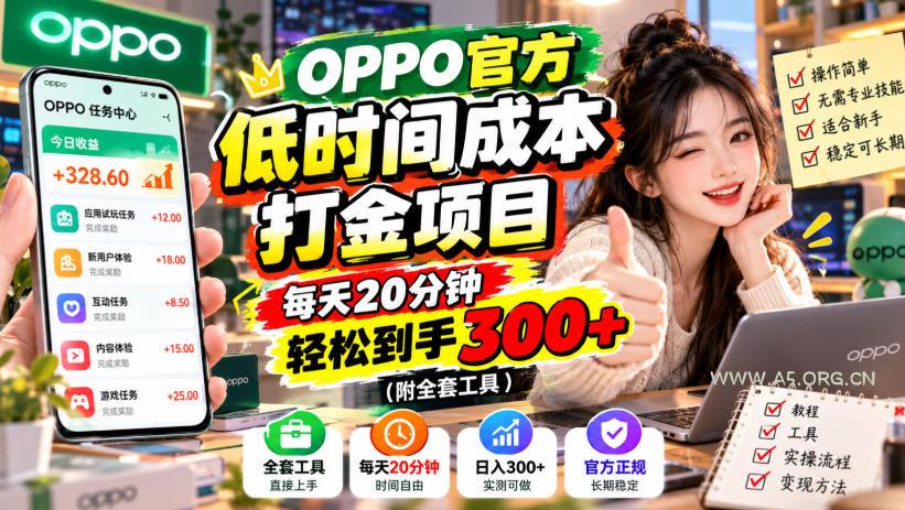 OPPO官方低时间成本打金项目,每天20分钟,轻松到手300+(附全套工具)【揭秘】 - 小红泡 OPPO官方低时间成本打金项目,每天20分钟,轻松到手300+(附全套工具)【揭秘】