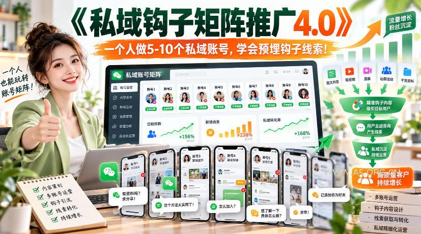 【无水印】《私域钩子矩阵推广4.0》一个人做5-10个私域账号,学会预埋钩子线索! - 小红泡 【无水印】《私域钩子矩阵推广4.0》一个人做5-10个私域账号,学会预埋钩子线索!