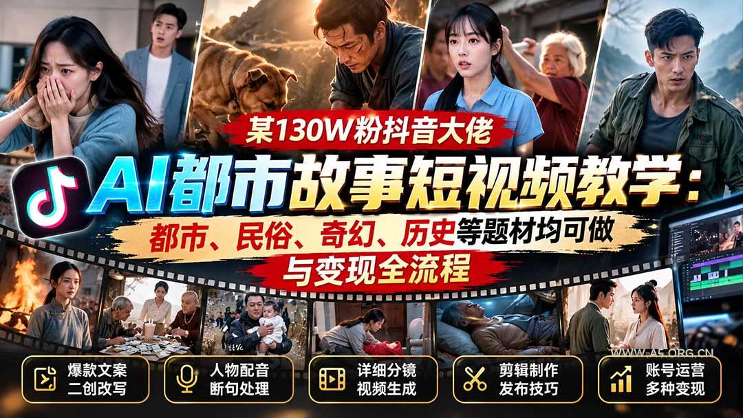 某130W粉抖音大佬AI都市故事短视频教学:都市、民俗、奇幻、历史等题材均可做与变现全流程 - 小红泡 某130W粉抖音大佬AI都市故事短视频教学:都市、民俗、奇幻、历史等题材均可做与变现全流程 - 小红泡