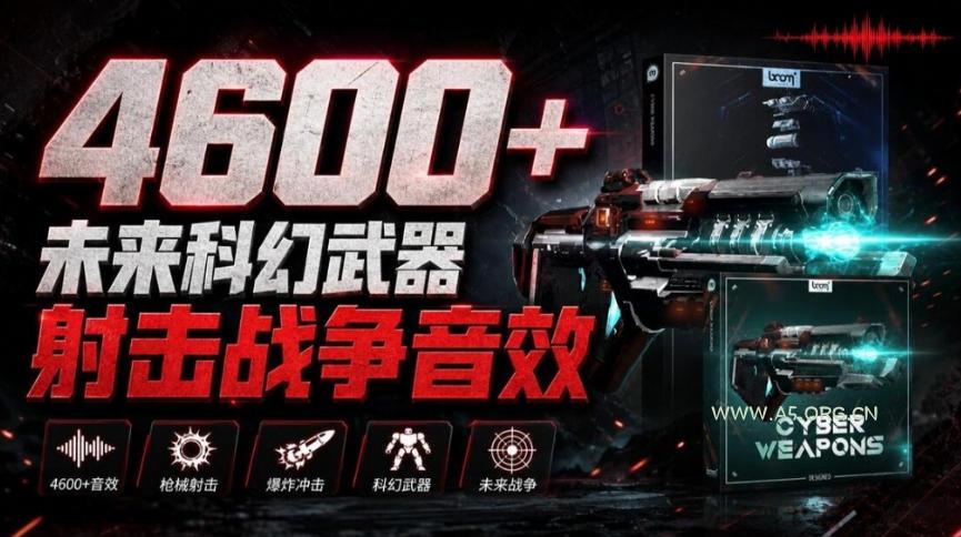 顶级音效合集！4600+种未来科幻武器开枪射击战斗音效素材合集，全部中文汉化Boom Library&ndash;Cyber W