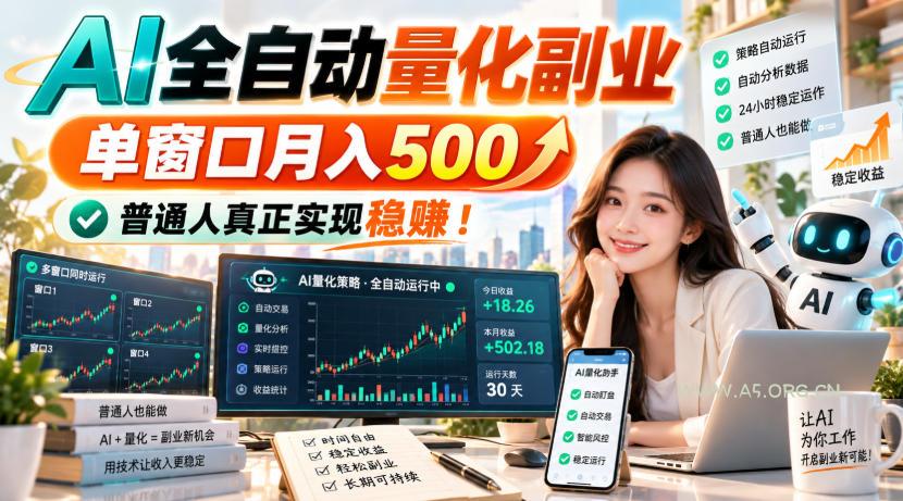 AI全自动量化副业，单窗口月入500，普通人真正实现稳賺！【揭秘】