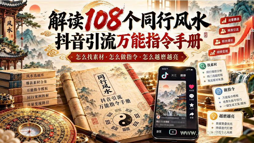 解读108个同行风水抖音引流万能指令手册,怎么找素材·怎么做指令·怎么越磨越亮【文档】 - 小红泡 解读108个同行风水抖音引流万能指令手册,怎么找素材·怎么做指令·怎么越磨越亮【文档】