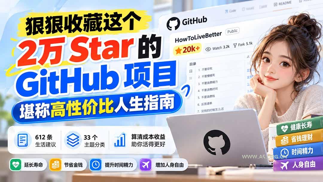 狠狠收藏这个 2 万 Star 的 GitHub 项目，堪称高性价比人生指南。 - 小红泡