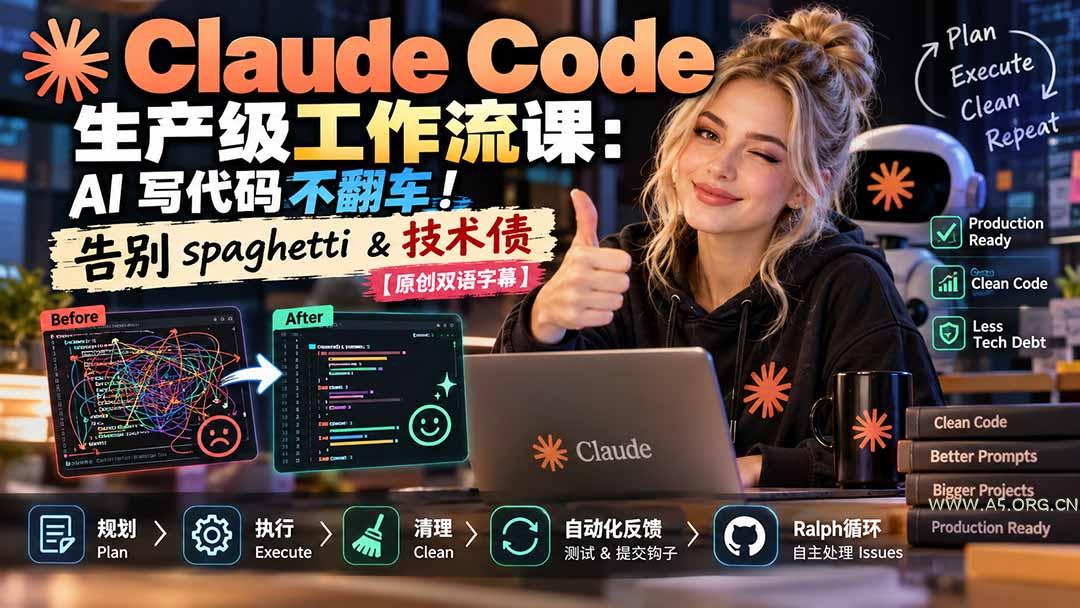 Claude Code 生产级工作流课:AI 写代码不翻车!告别 spaghetti & 技术债【原创双语字幕】 - 小红泡 Claude Code 生产级工作流课:AI 写代码不翻车!告别 spaghetti & 技术债【原创双语字幕】 - 小红泡