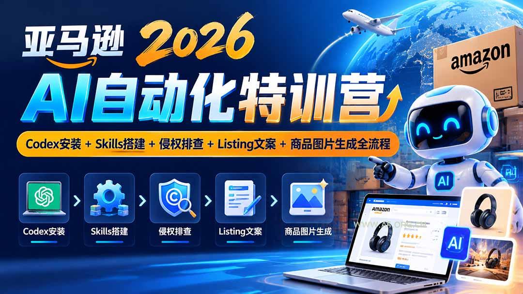 亚马逊2026AI自动化-10月特训营:Codex安装+Skills搭建+侵权排查+Listing文案+商品图片生成全流程 - 小红泡 亚马逊2026AI自动化-10月特训营:Codex安装+Skills搭建+侵权排查+Listing文案+商品图片生成全流程 - 小红泡