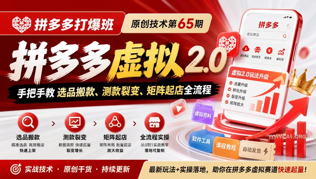 《拼多多打爆班》原创技术第65期,拼多多虚拟2.0,手把手教选品搬款、测款裂变、矩阵起店全流程 - 小红泡 《拼多多打爆班》原创技术第65期,拼多多虚拟2.0,手把手教选品搬款、测款裂变、矩阵起店全流程