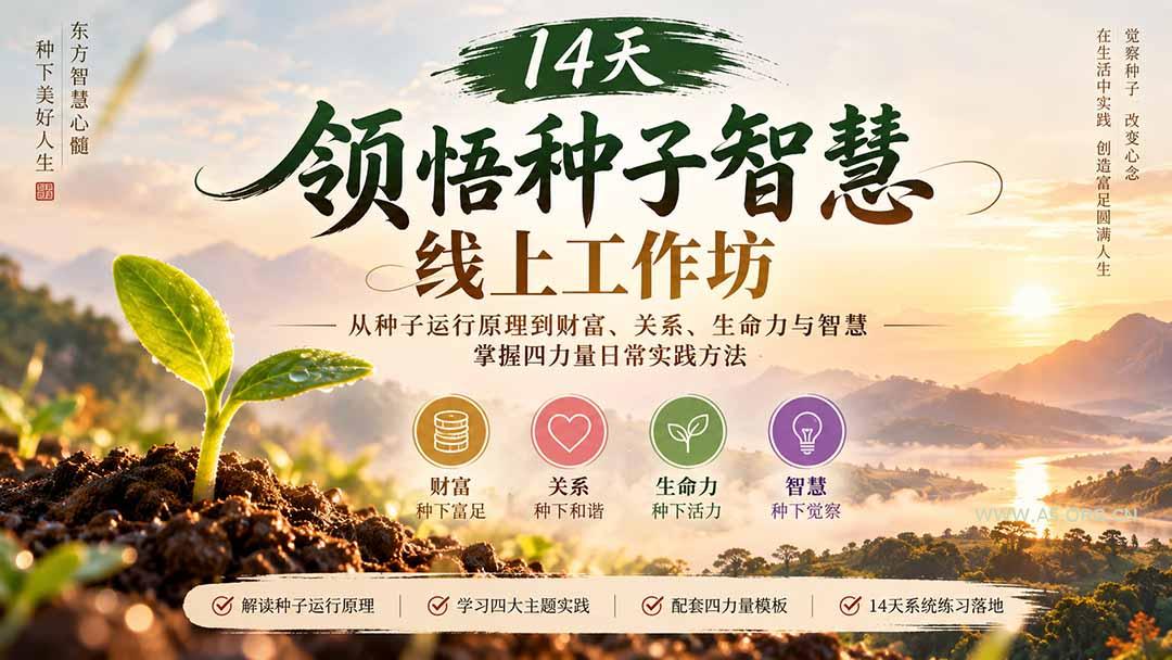 14天领悟种子智慧线上工作坊|从种子运行原理到财富、关系、生命力与智慧,掌握四力量日常实践方法 - 小红泡 14天领悟种子智慧线上工作坊|从种子运行原理到财富、关系、生命力与智慧,掌握四力量日常实践方法 - 小红泡