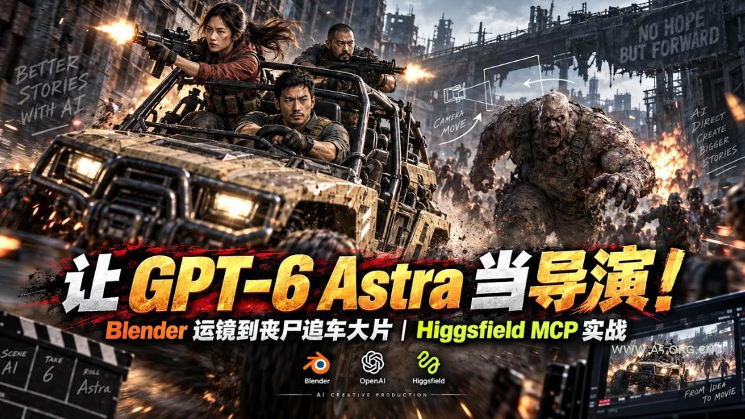 让GPT-6 Astra当导演!Blender运镜到丧尸追车大片|Higgsfield MCP实战 - 小红泡 让GPT-6 Astra当导演!Blender运镜到丧尸追车大片|Higgsfield MCP实战