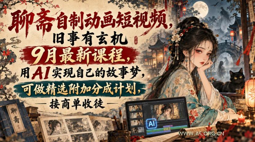 聊斋自制动画短视频,旧事有玄机9月最新课程,用AI实现自己的故事梦,可做精选附加分成计划,接商单收徒 - 小红泡 聊斋自制动画短视频,旧事有玄机9月最新课程,用AI实现自己的故事梦,可做精选附加分成计划,接商单收徒