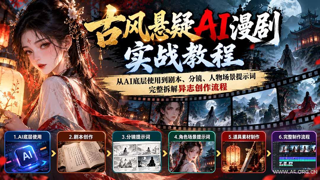 古风悬疑AI漫剧实战教程：从AI底层使用到剧本、分镜、人物场景提示词，完整拆解异志创作流程 - 小红泡