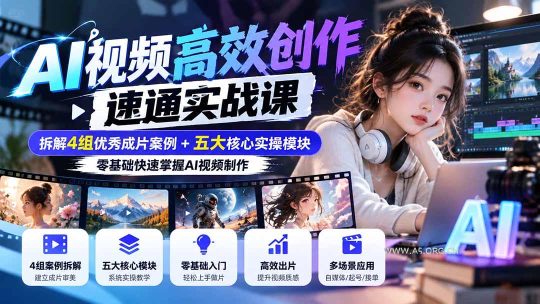 【无水印】AI视频高效创作速通实战课:拆解4组优秀成片案例+五大核心实操模块,零基础快速掌握AI视频制作 - 小红泡 【无水印】AI视频高效创作速通实战课:拆解4组优秀成片案例+五大核心实操模块,零基础快速掌握AI视频制作 - 小红泡