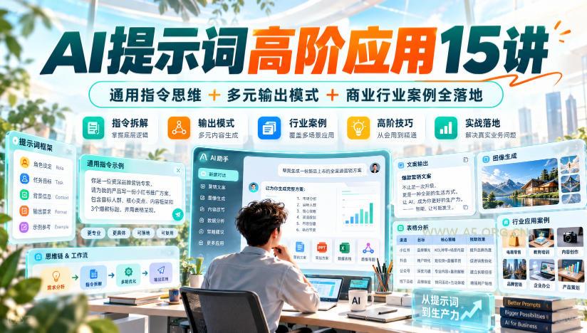 AI提示词高阶应用15讲｜通用指令思维+多元输出模式+商业行业案例全落地