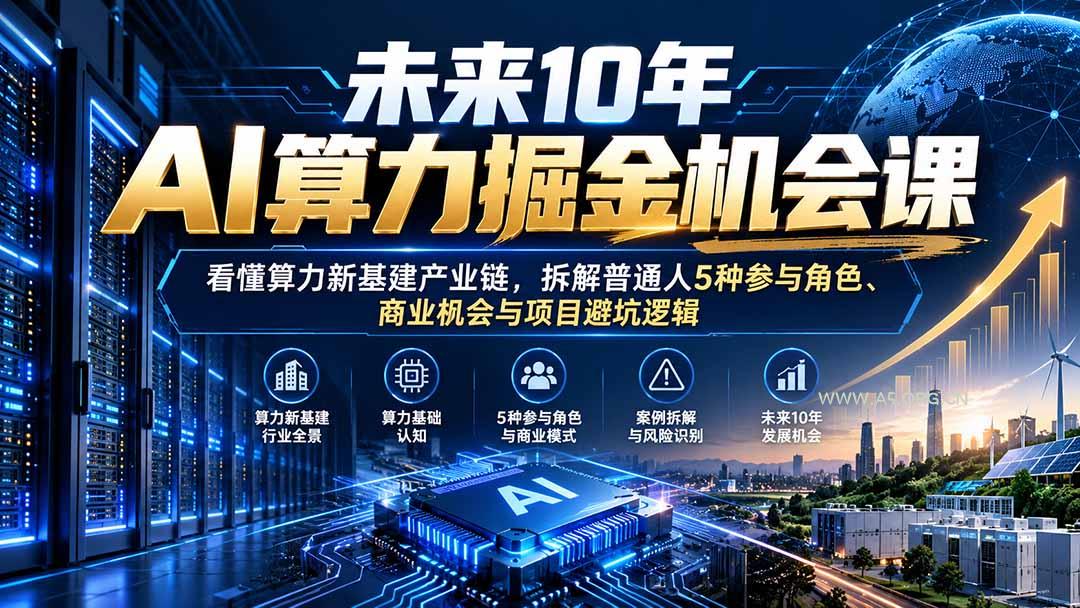 未来10年AI算力掘金机会课：看懂算力新基建产业链，拆解普通人5种参与角色、商业机会与项目避坑逻辑 - 小红泡