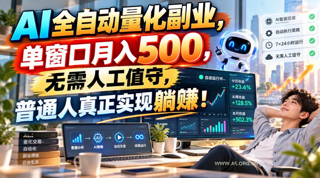 AI全自动量化副业，单窗口月入500，无需人工值守，普通人真正实现躺賺！ - 小红泡