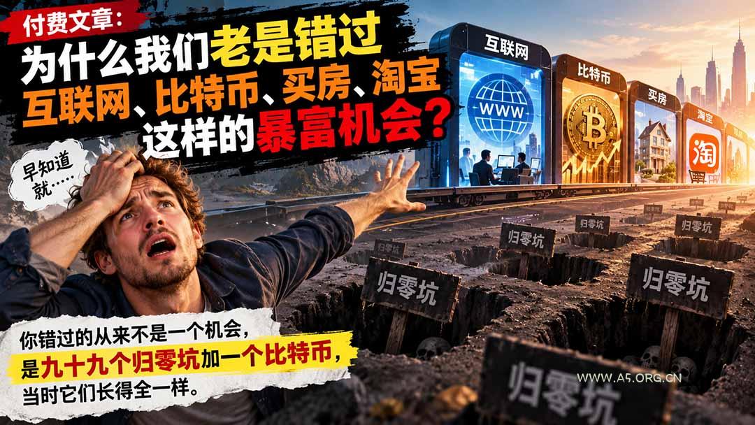付费文章：为什么我们老是错过互联网、比特币、买 房、淘宝这样的暴富机会？ - 小红泡