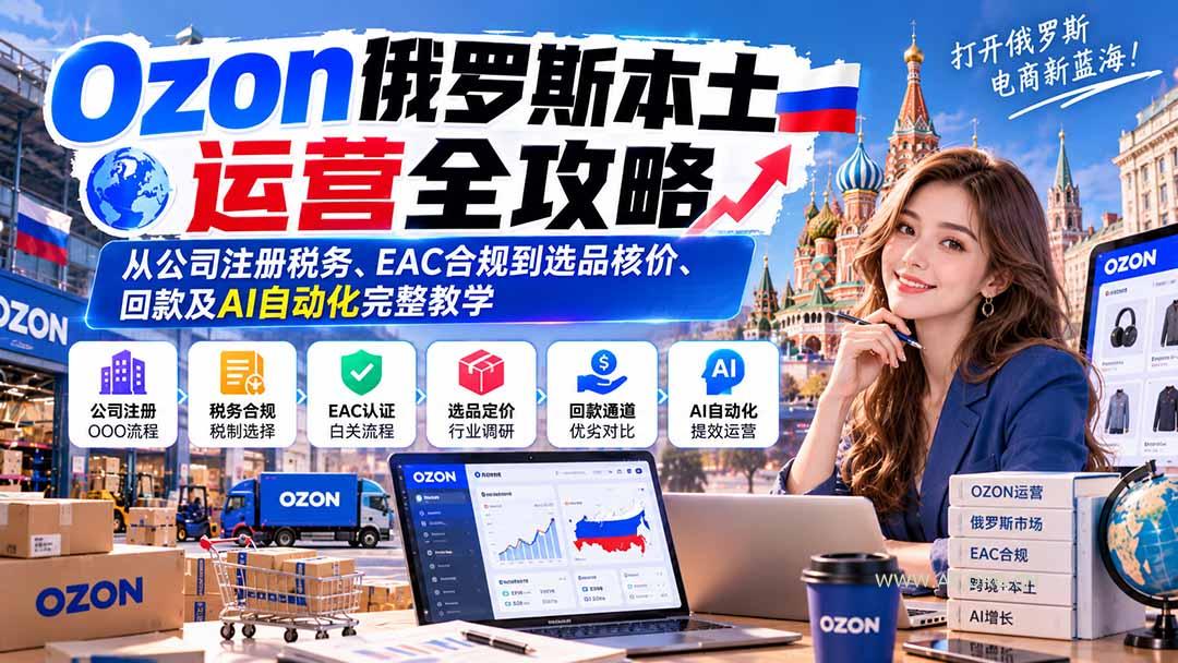 Ozon俄罗斯本土运营全攻略:从公司注册税务、EAC合规到选品核价、回款及AI自动化完整教学 - 小红泡 Ozon俄罗斯本土运营全攻略:从公司注册税务、EAC合规到选品核价、回款及AI自动化完整教学 - 小红泡