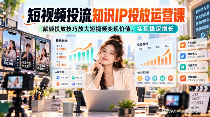 短视频投流知识IP投放运营课,解锁投放技巧放大短视频变现价值,实现稳定增长 - 小红泡 短视频投流知识IP投放运营课,解锁投放技巧放大短视频变现价值,实现稳定增长