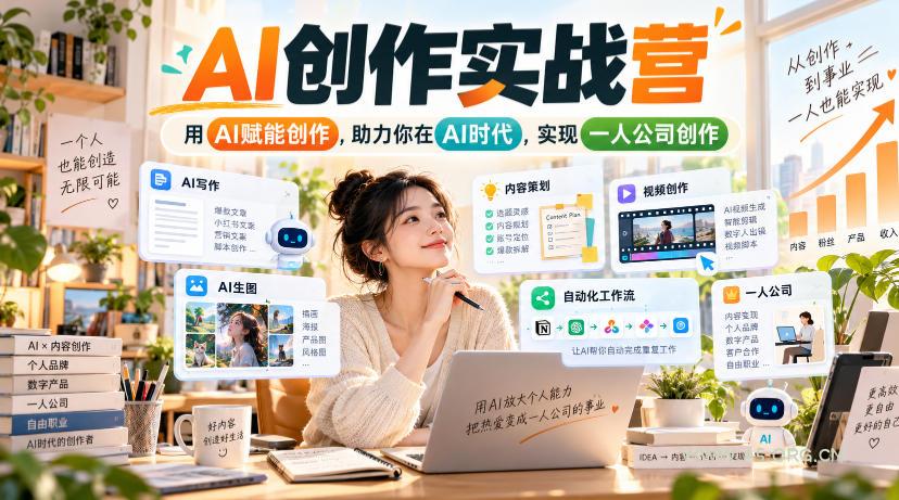 AI创作实战营,用AI赋能创作,助力你在AI时代,实现一人公司创作 - 小红泡 AI创作实战营,用AI赋能创作,助力你在AI时代,实现一人公司创作