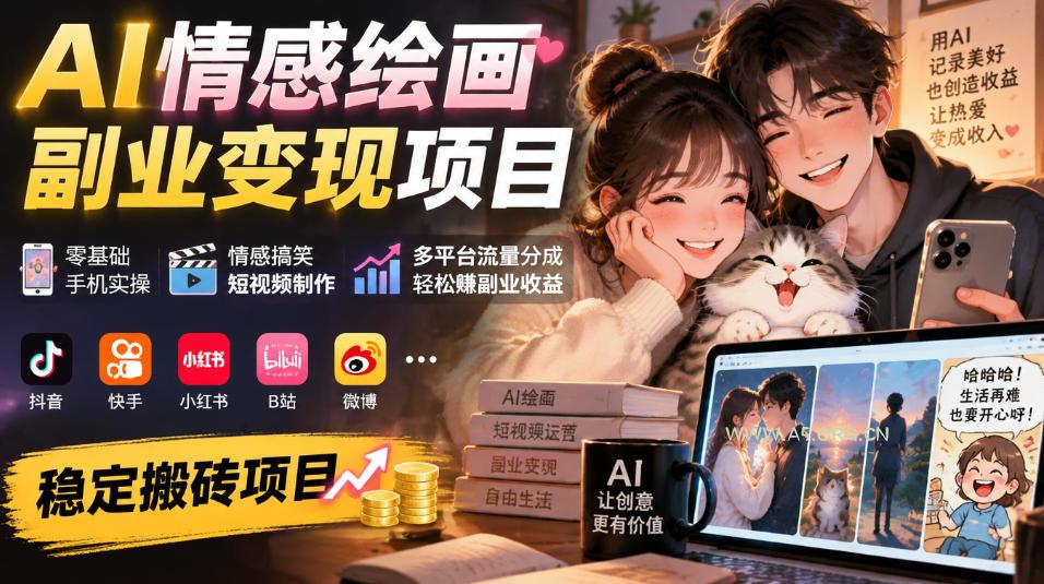 AI情感绘画副业变现项目|零基础手机实操,情感搞笑短视频制作,多平台流量分成轻松賺副业收益 - 小红泡 AI情感绘画副业变现项目|零基础手机实操,情感搞笑短视频制作,多平台流量分成轻松賺副业收益