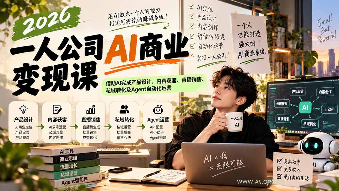 2026一人公司AI商业变现课:借助AI完成产品设计、内容获客、直播销售、私域转化及Agent自动化运营 - 小红泡 2026一人公司AI商业变现课:借助AI完成产品设计、内容获客、直播销售、私域转化及Agent自动化运营 - 小红泡